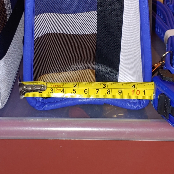 Handbag/Purse Plaid Trimmed in Blue with Matching Double Zip Wallet - Picture 9 of 9